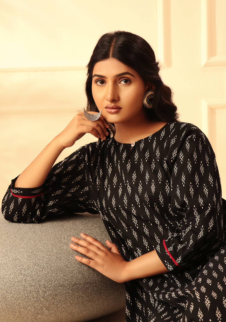 Boho Style Black Print Kurta