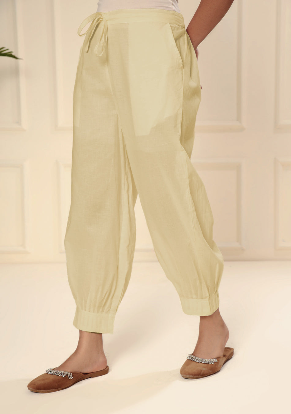 BEIGE AFGHANI PANT WITH PINTEX
