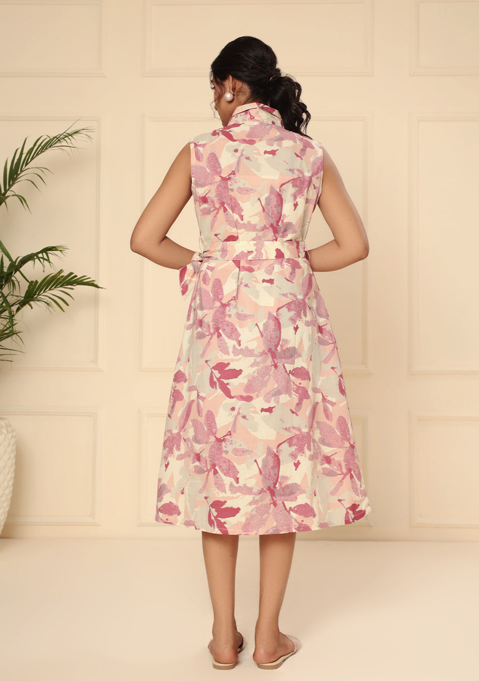 Blush Blossom Floral Print A-Line Midi Dress