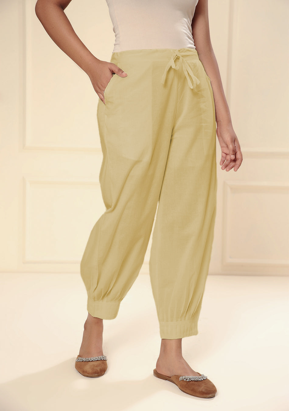 BEIGE AFGHANI PANT WITH PINTEX