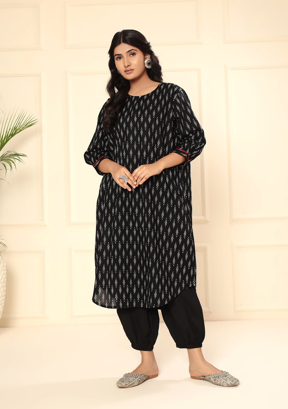 Boho Style Black Print Kurta