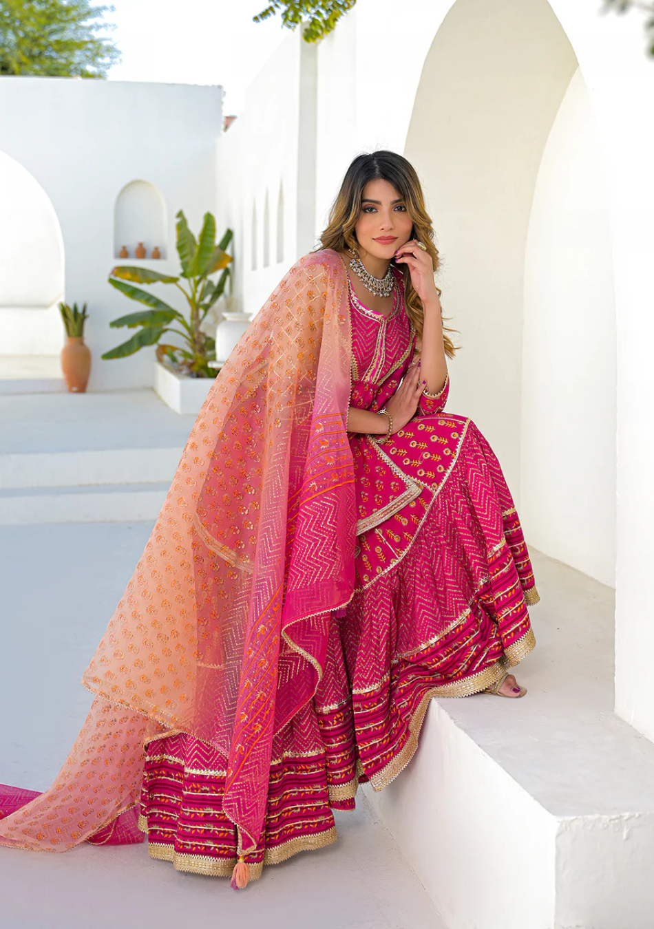 Fuchsia Noor Sharara Set