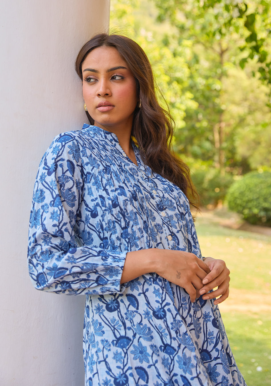 Indigo Meadow Flared Dress