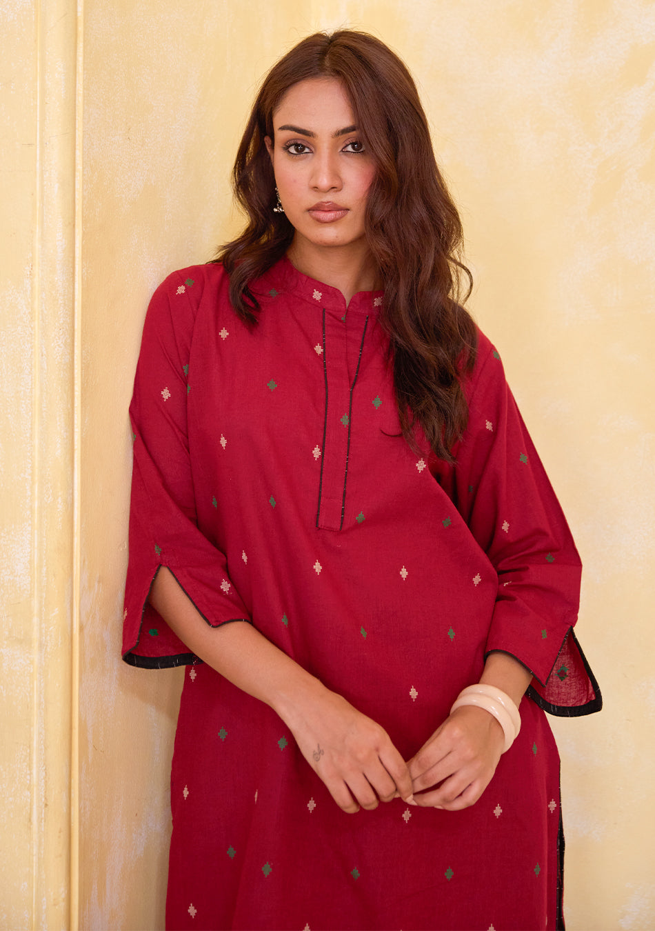 Garnet Grace Ikkat Kurta Set