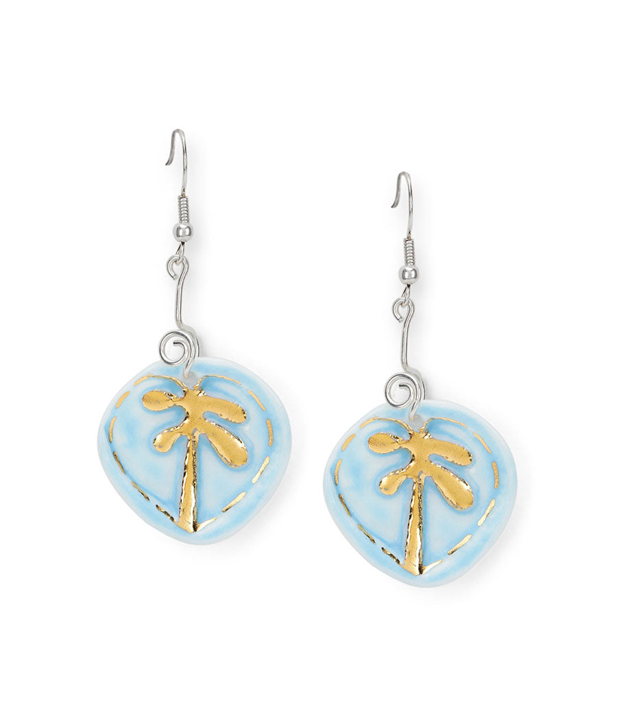 Sky Blue Palm Leaf Earrings