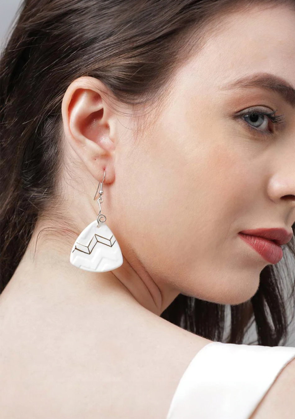Ivory triangle earrings