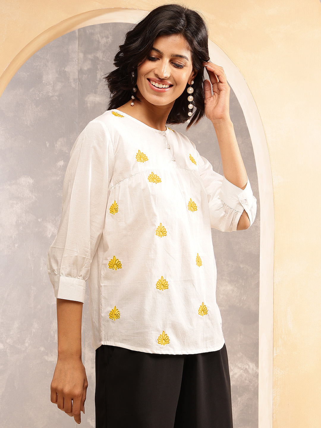 Yellow Floral Pop Top