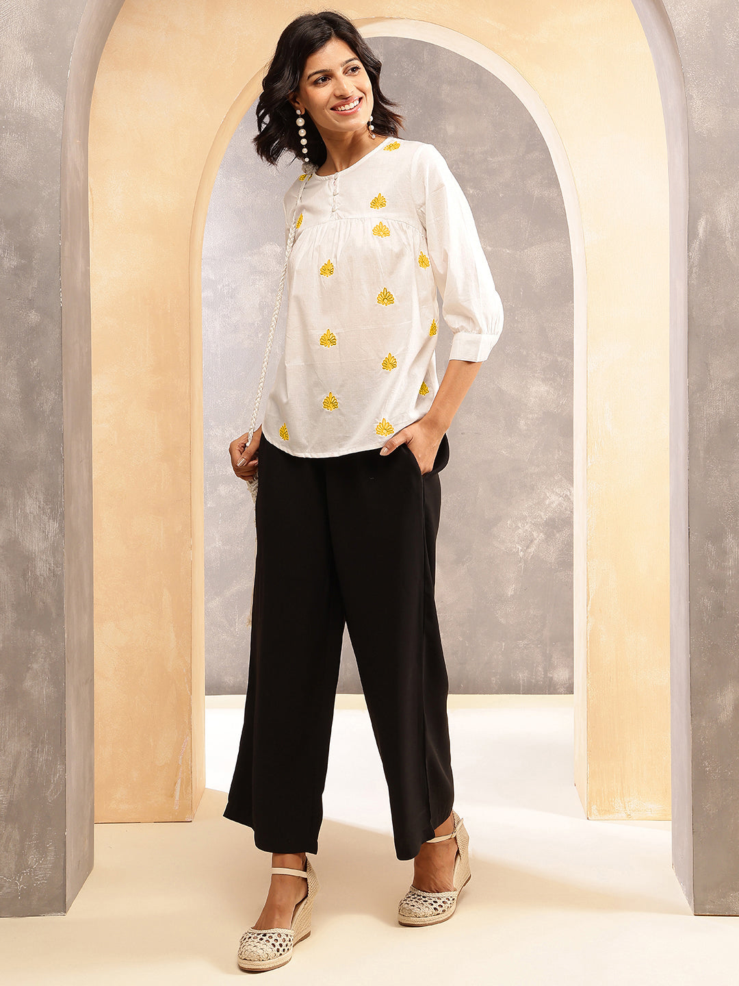 Yellow Floral Pop Top