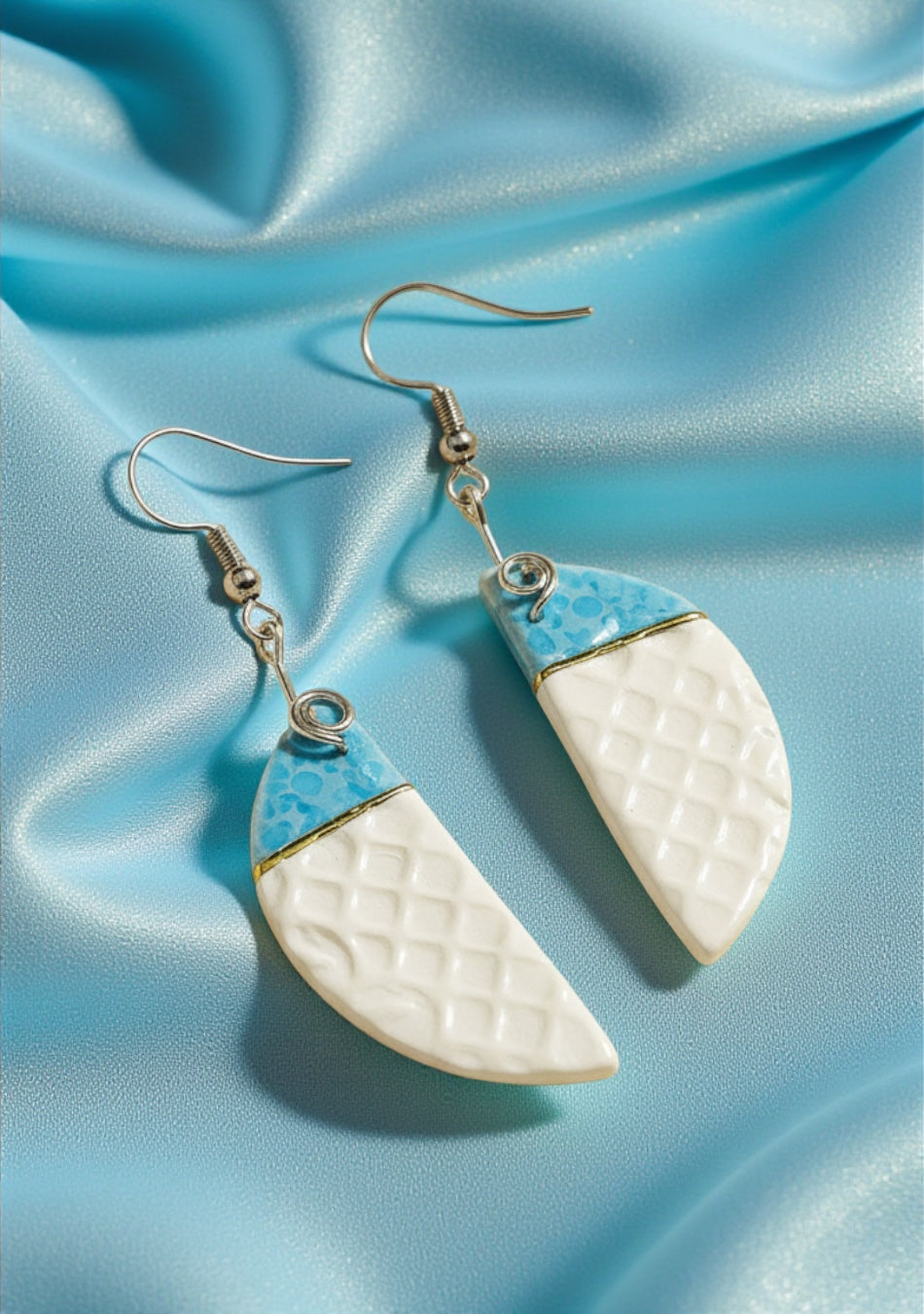 Intricate White Hemisphere Earrings