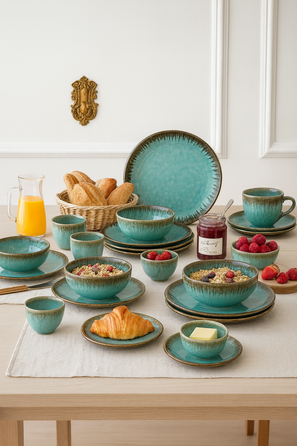 Aquamarine Seaweed Dinnerset - Set of 26