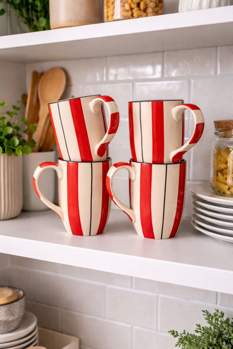 ARAVALII HANDCRAFTED RED STRIPED MUG