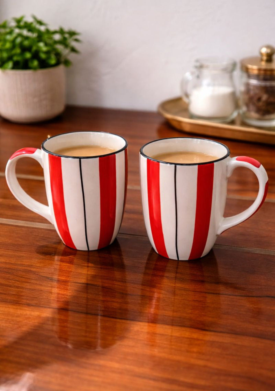 ARAVALII HANDCRAFTED RED STRIPED MUG