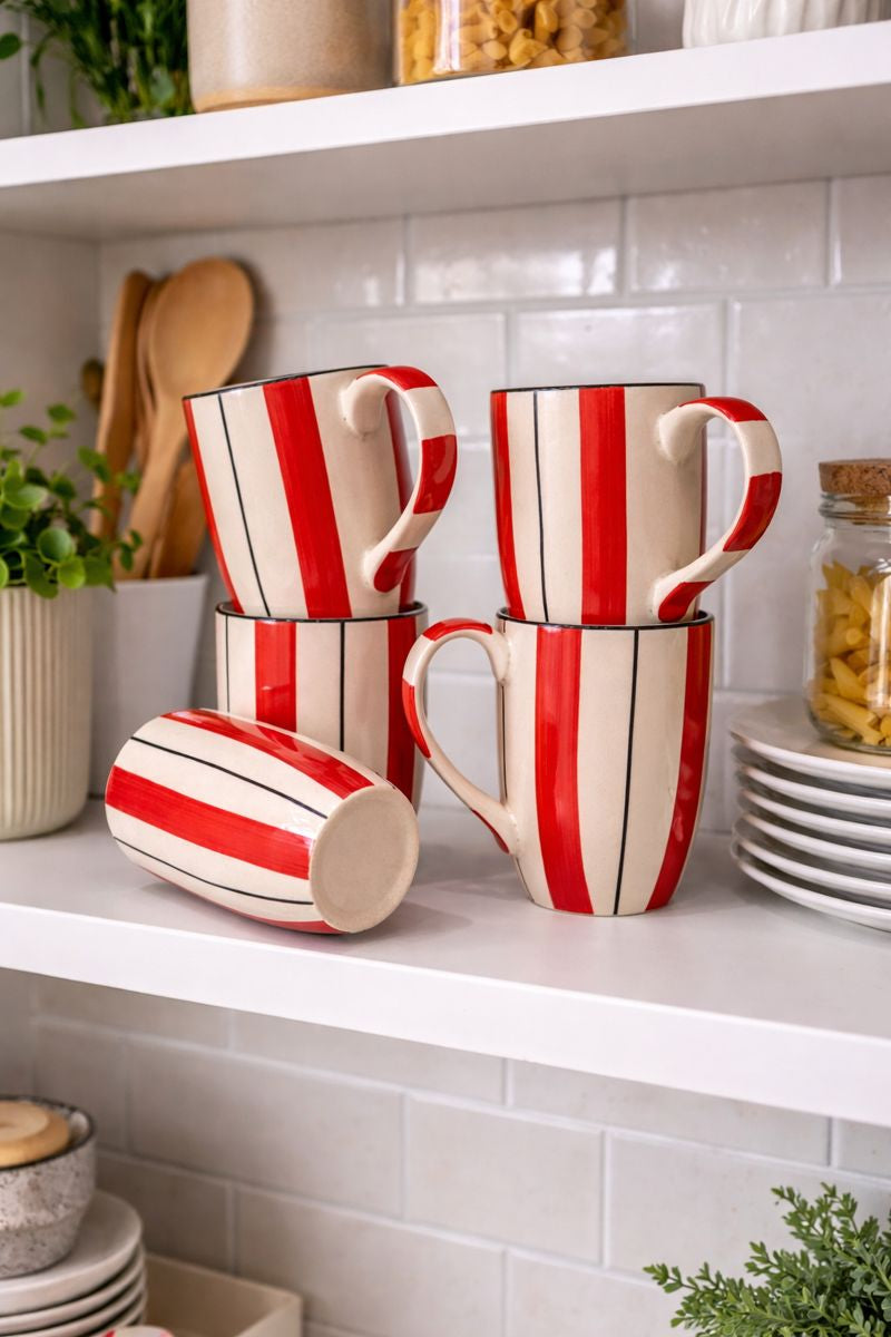 ARAVALII HANDCRAFTED RED STRIPED MUG