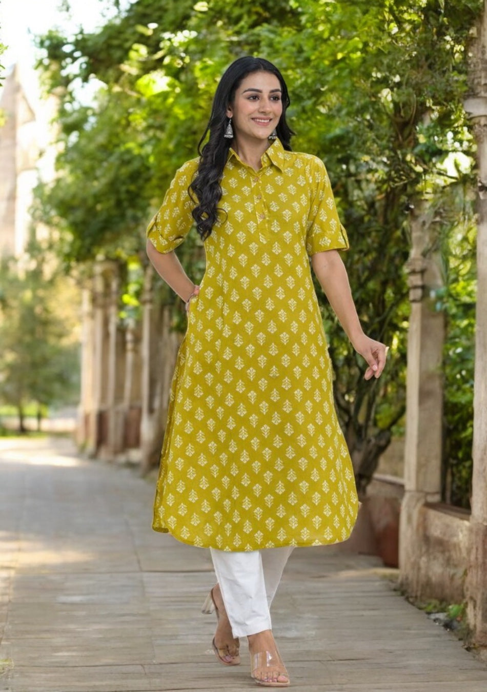 Olive Grace Cotton Kurta