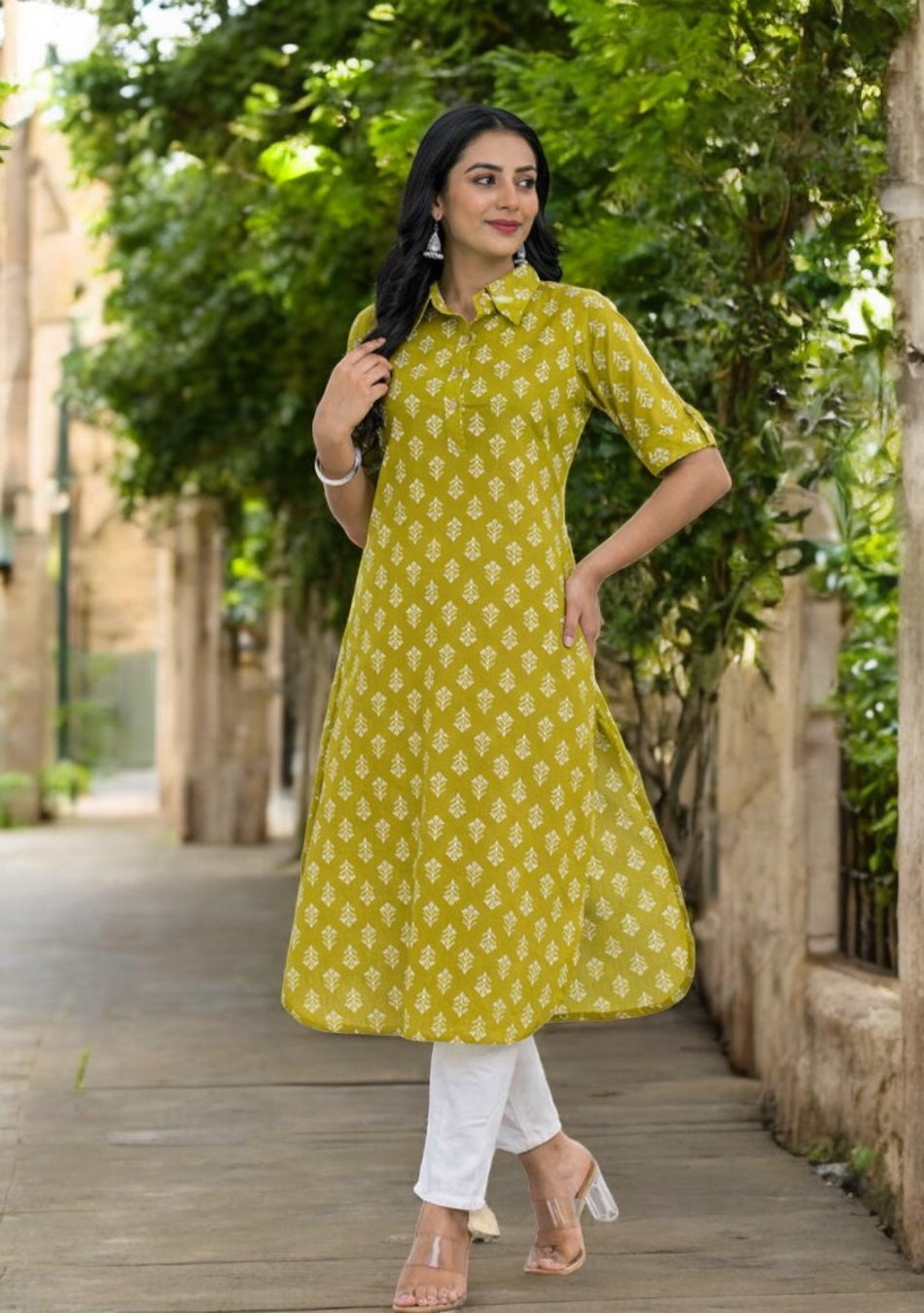 Olive Grace Cotton Kurta