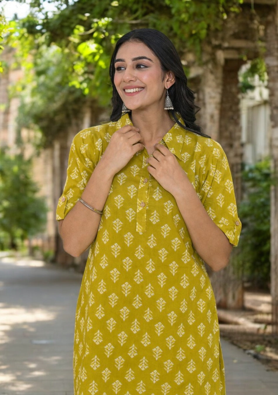 Olive Grace Cotton Kurta