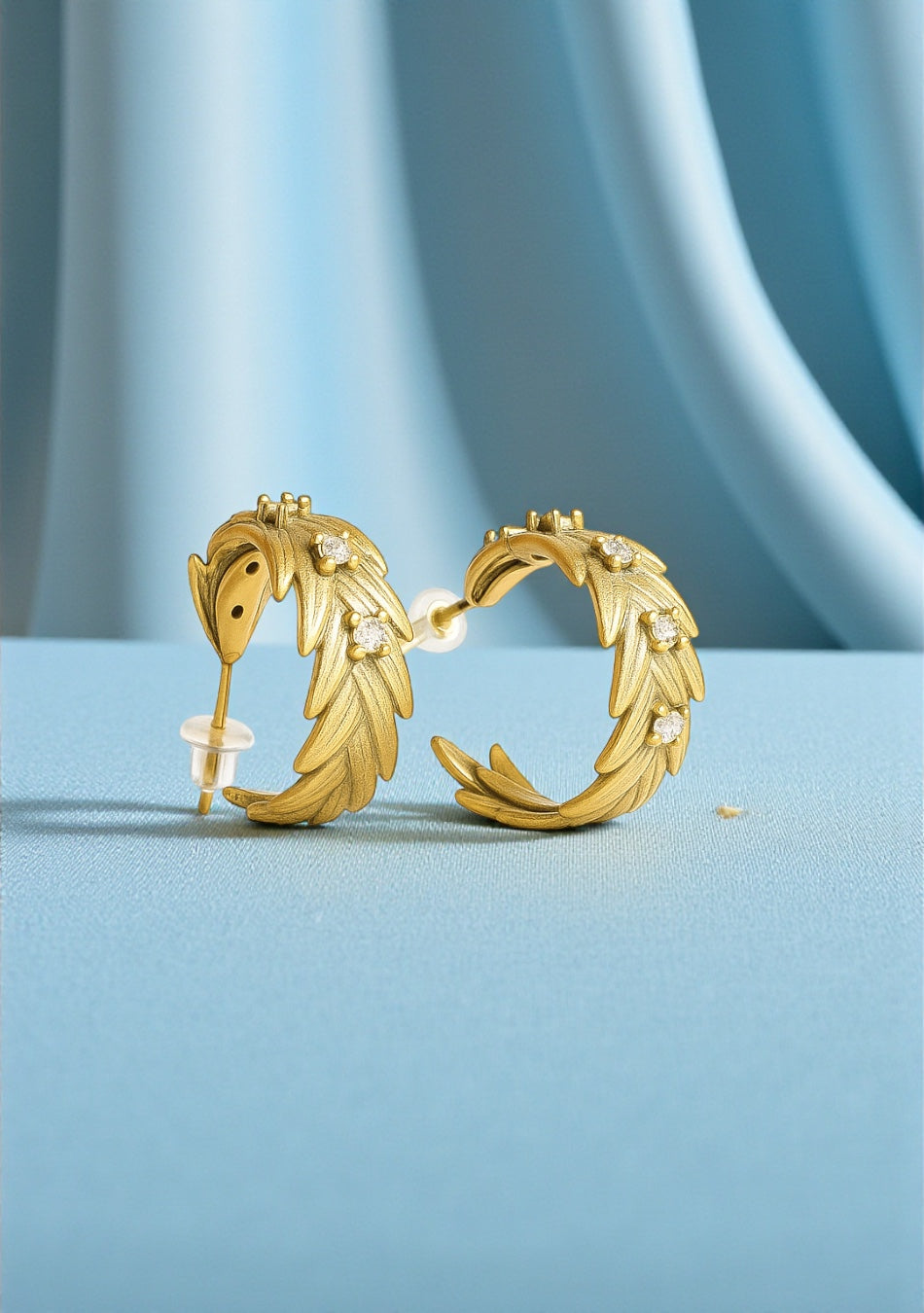 Golden Laurel Hoop Earrings