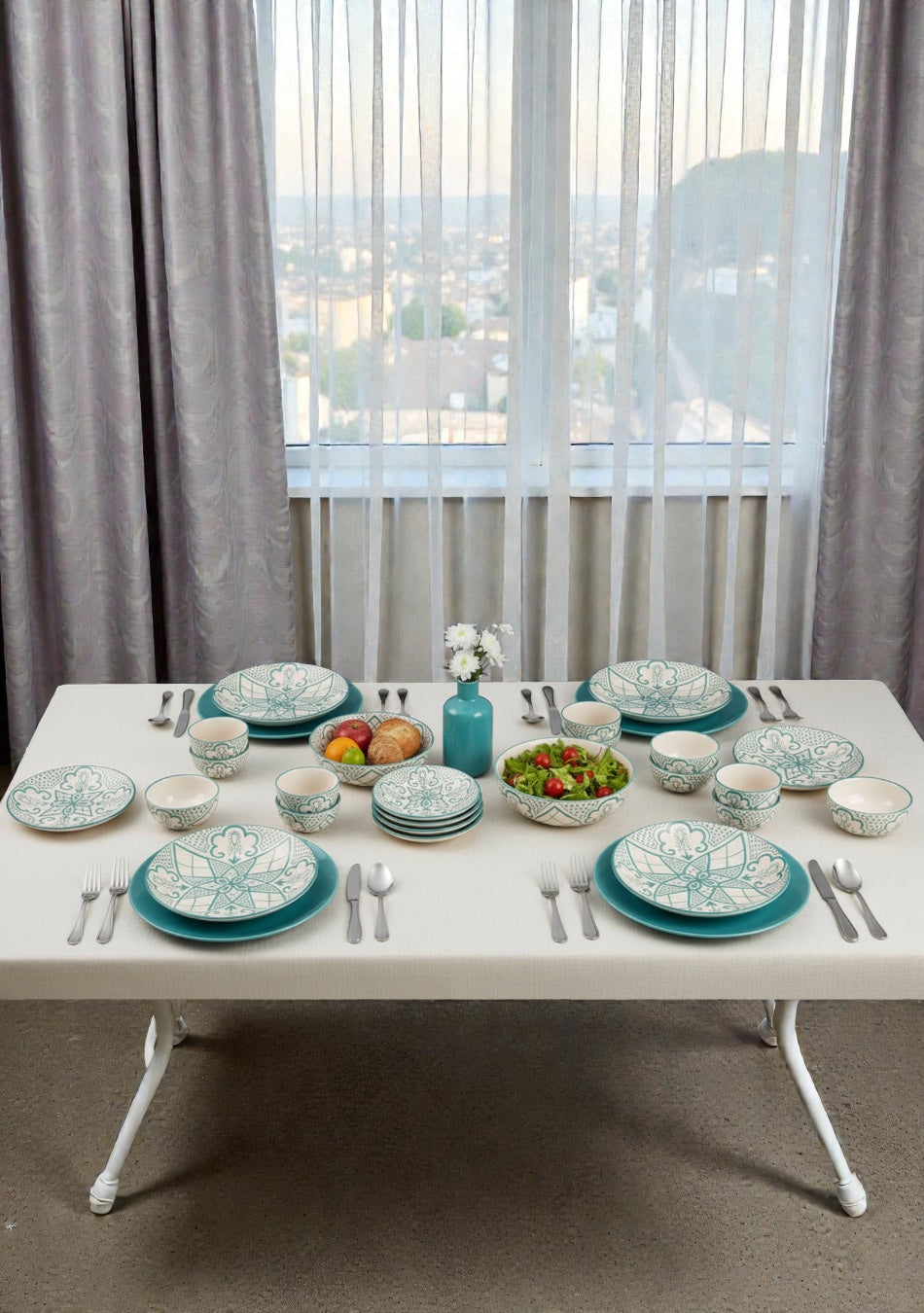 Aquamarine Mandala Dinnerset - Set of 18