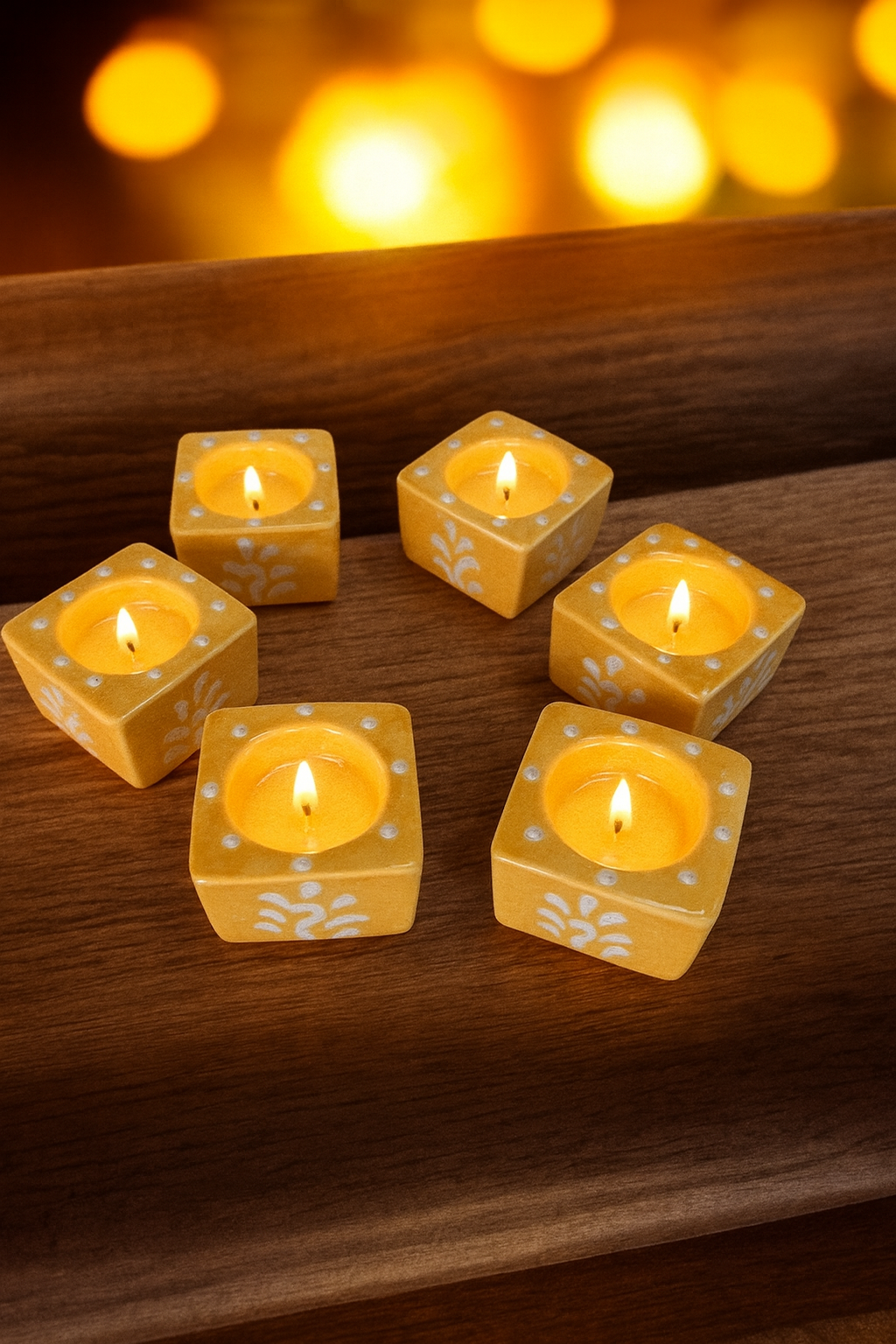 Amber Glow Handcrafted Tea Light Diya
