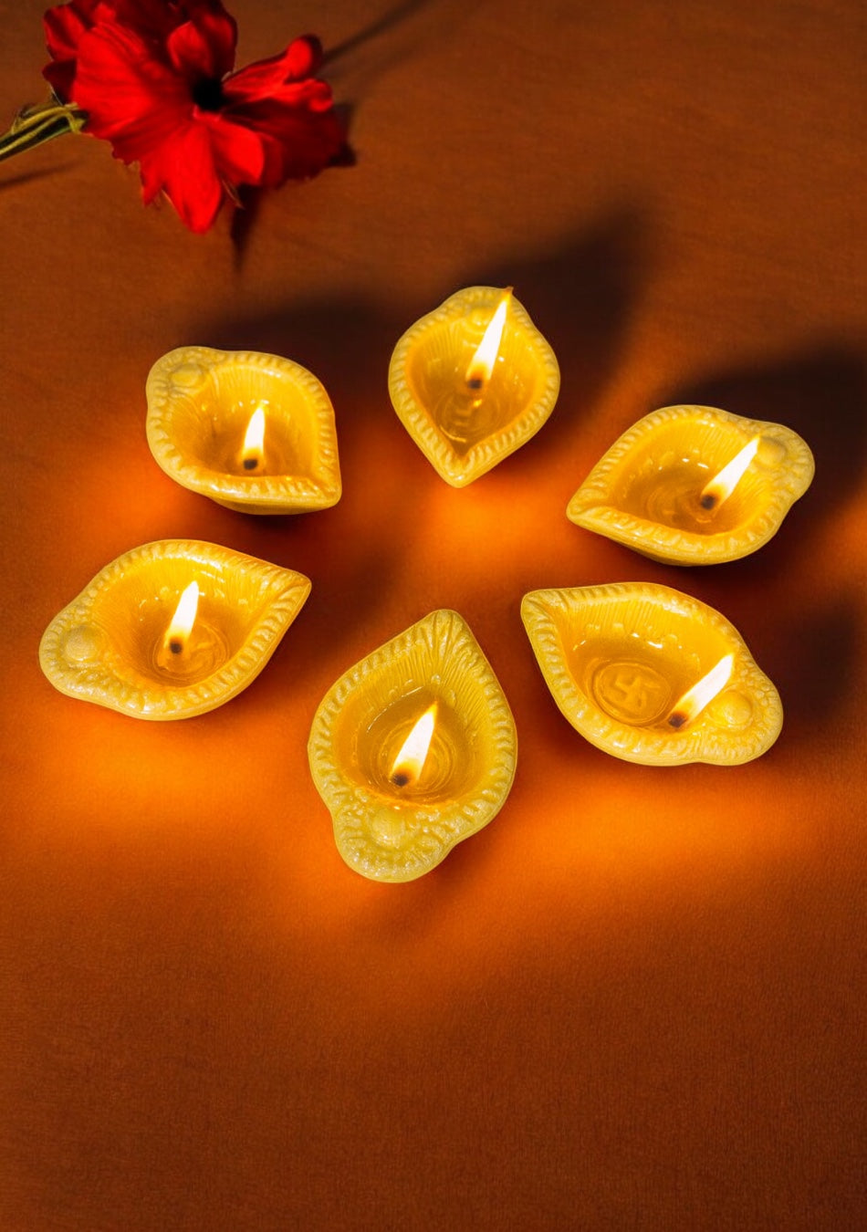 Amber Swastic Diya Set of 6