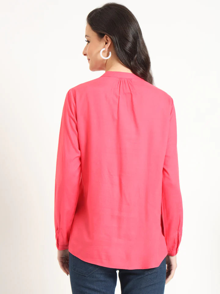 Peach Solid Pintex Top