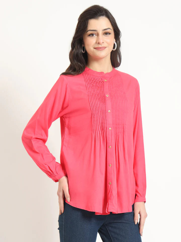 Peach Solid Pintex Top
