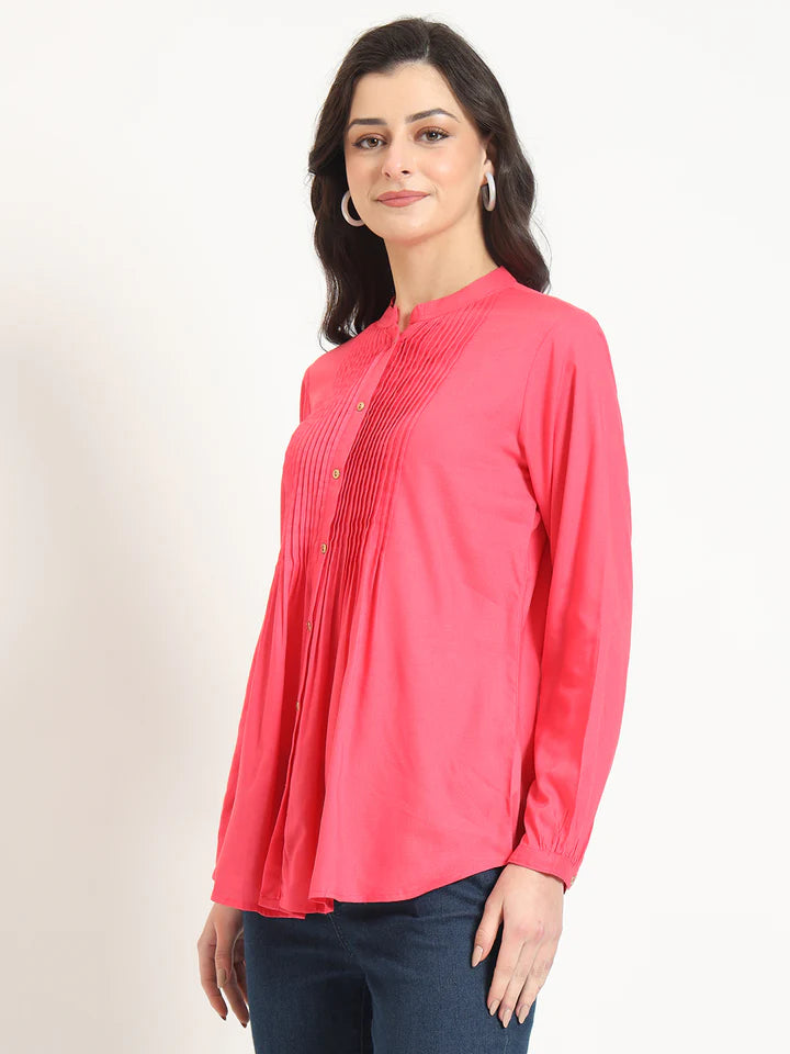 Peach Solid Pintex Top