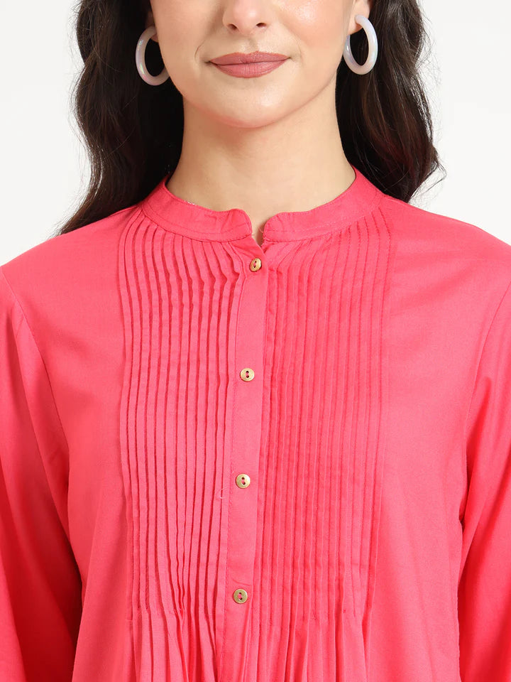 Peach Solid Pintex Top