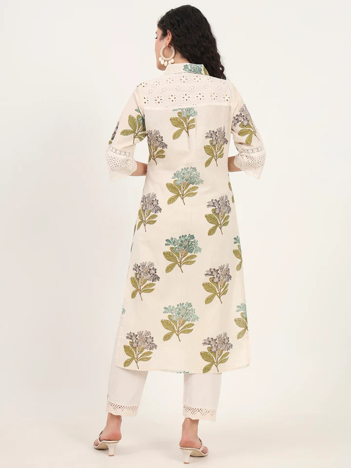 Green Floral Printed Kurta