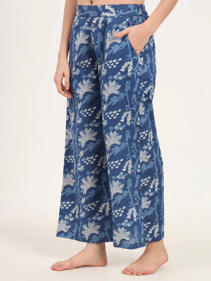 Blue Kurti with Pyjamas Night Suit Sets