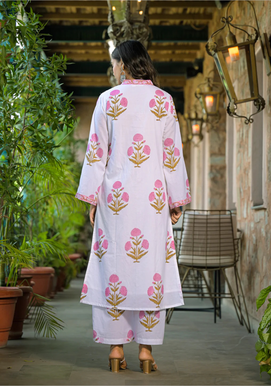 Pink Meadow Handblock Kurta Set