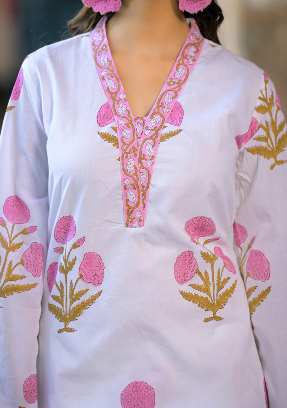 Pink Meadow Handblock Kurta Set