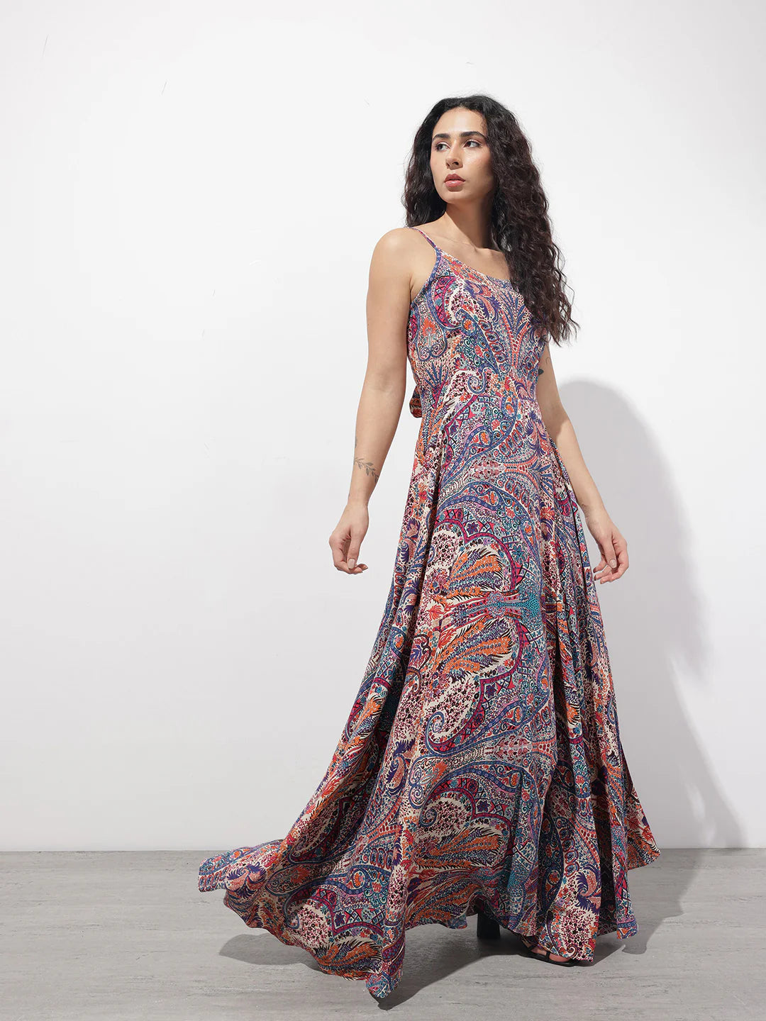 Multi Colored Shoulder strap Rayon Dress