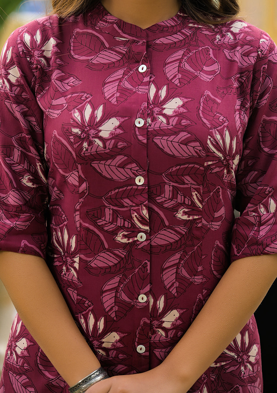 Maroon Floral Kurta