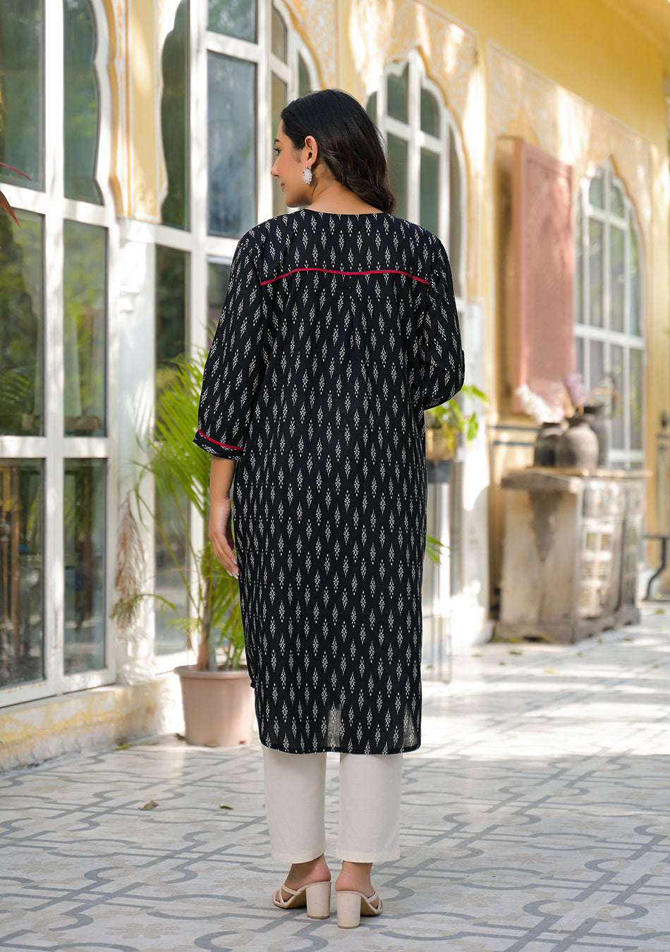 Boho Style Black Print Kurta