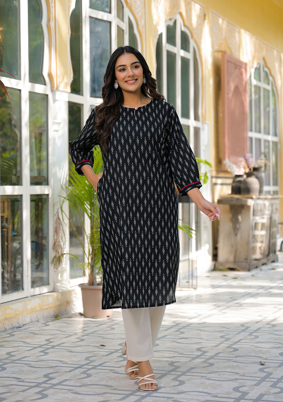 Boho Style Black Print Kurta