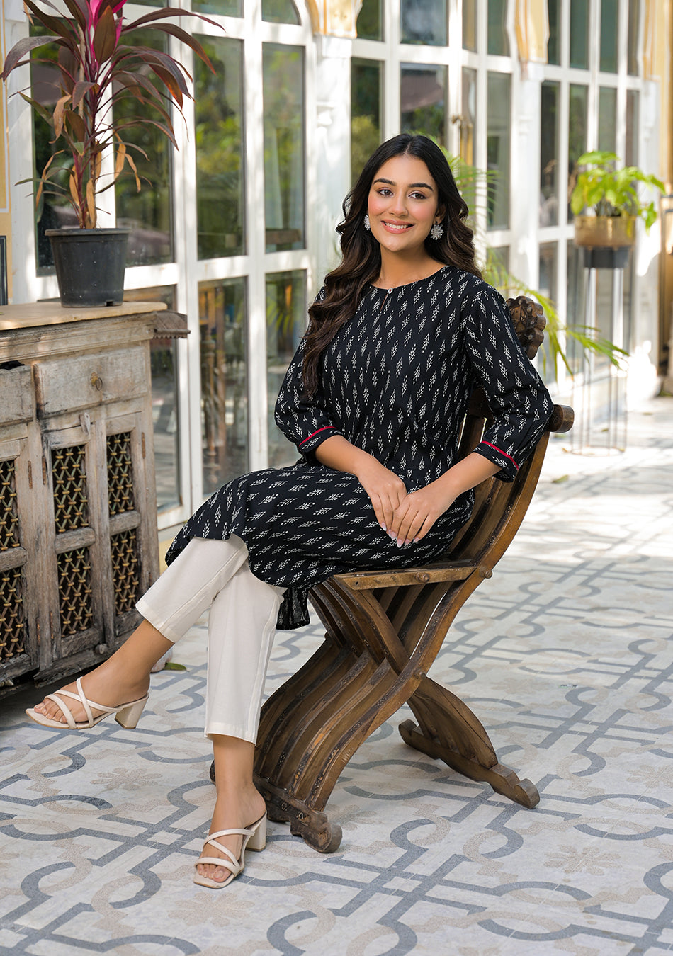 Boho Style Black Print Kurta