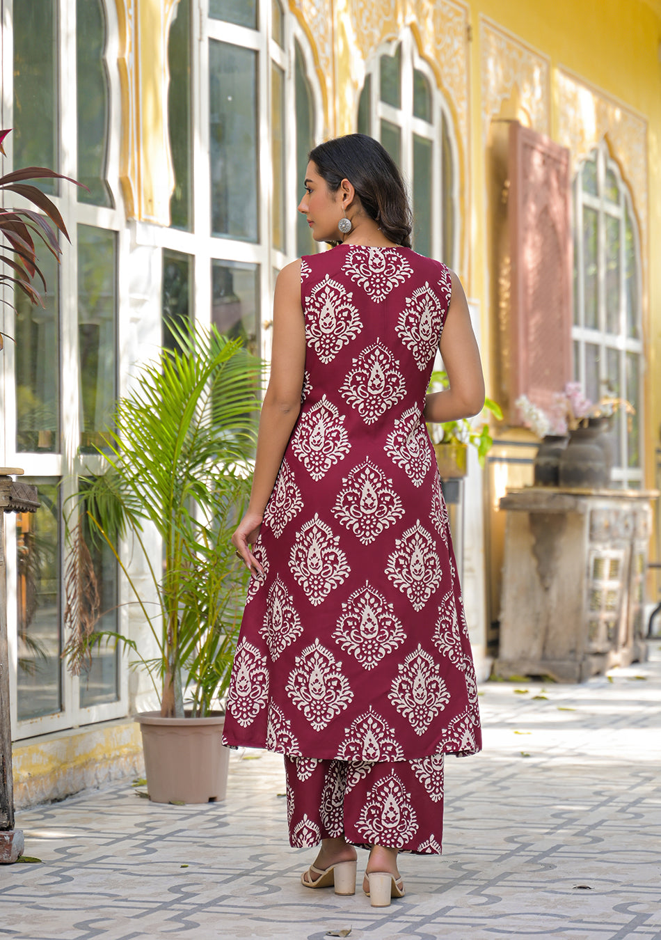 Aravalii Maroon Mughal Buta Co-ord Set