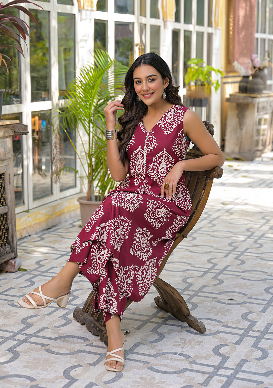 Aravalii Maroon Mughal Buta Co-ord Set