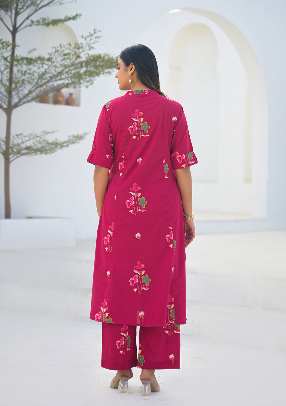 Aravalii Raspberry Floral Co-ord Set