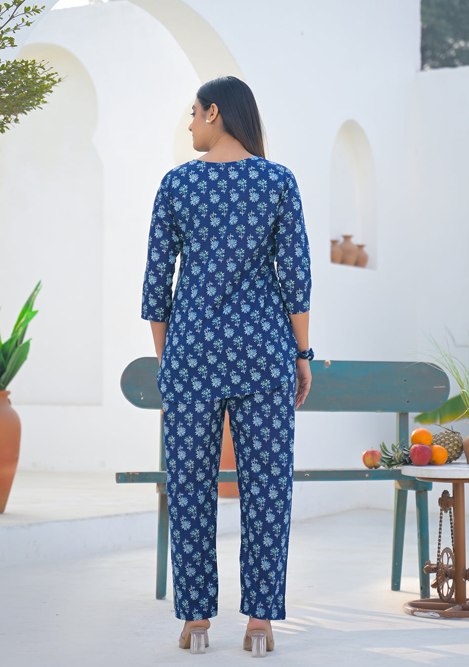 Aravalii Navy Blue Blossom Night Suit