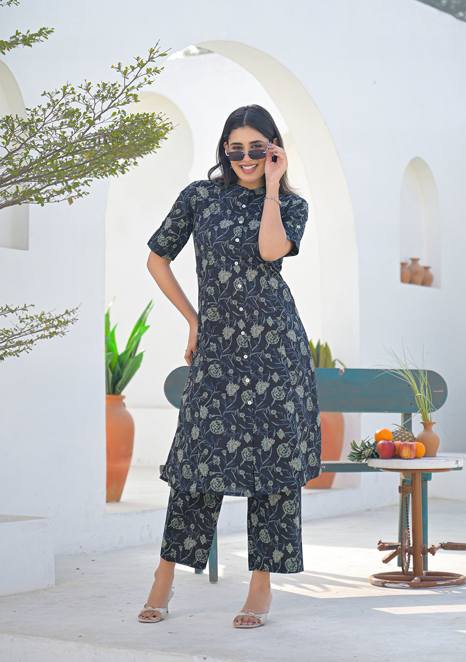 Aravalii Charcoal Sage Printed Co-ord Set