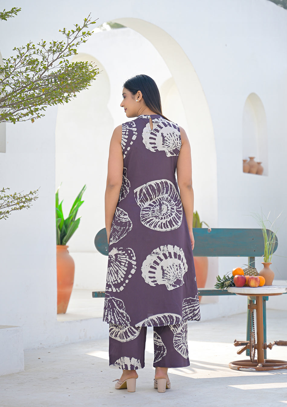 Aravalii Earth Brown Shell Print Co-ord set