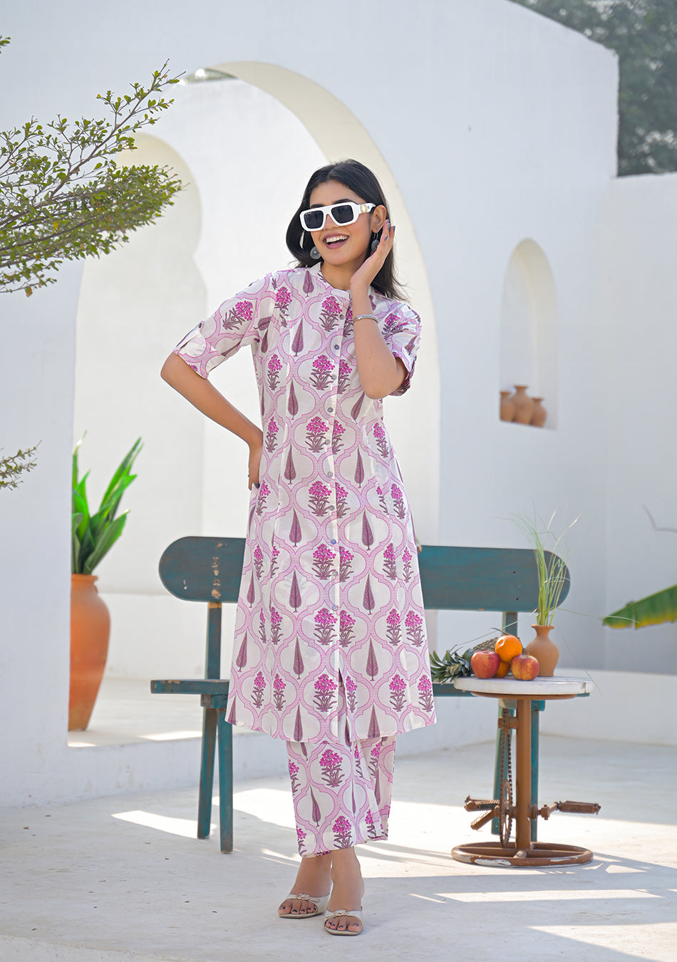 Aravalii Pink Mughal Motif Co-ord set