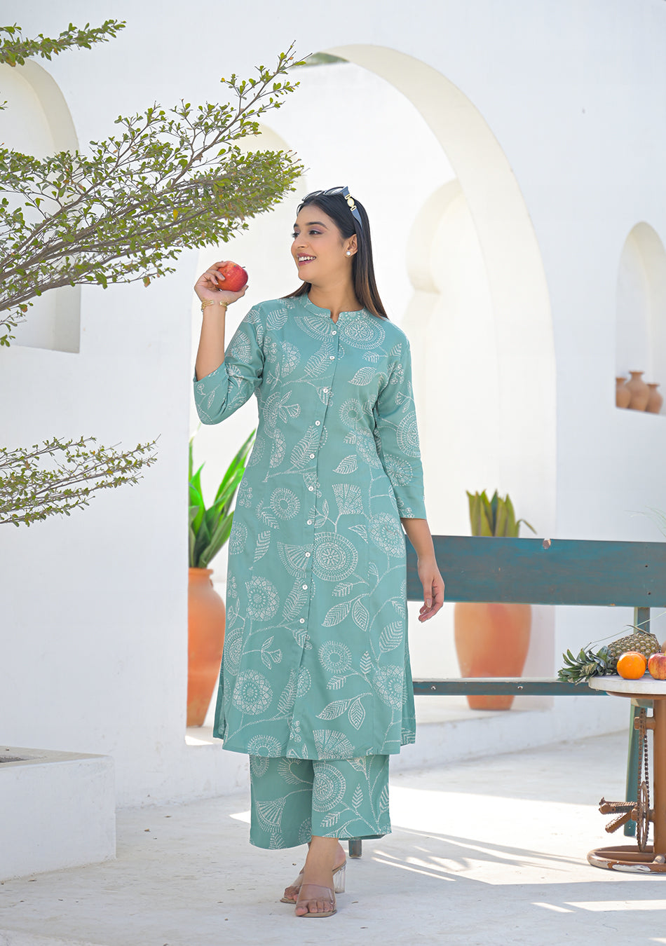 Aravalii Sage Green Floral Print Co-ord set