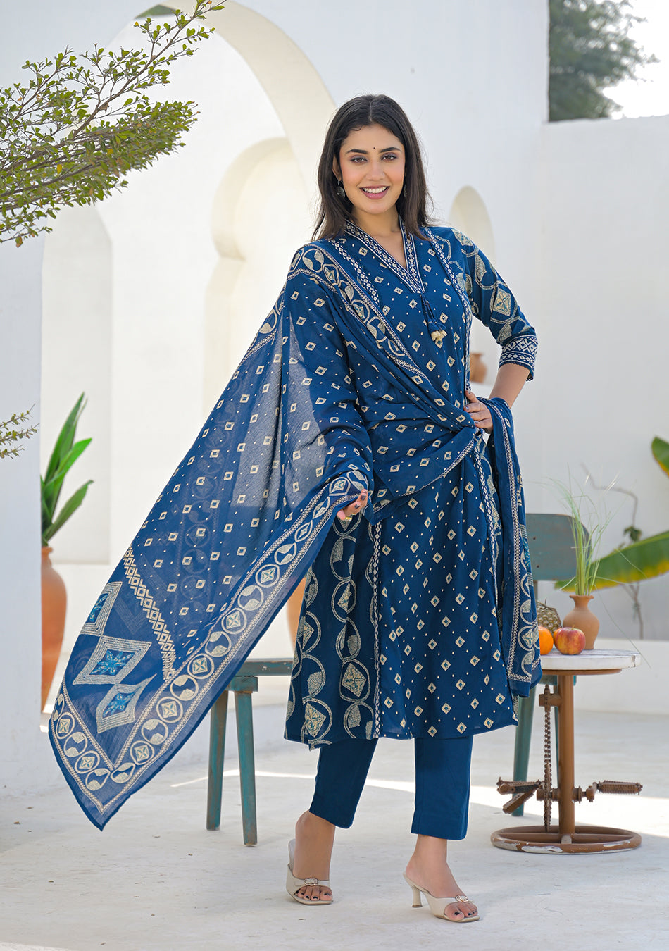 Aravalii Regal Indigo Motif Suit Set