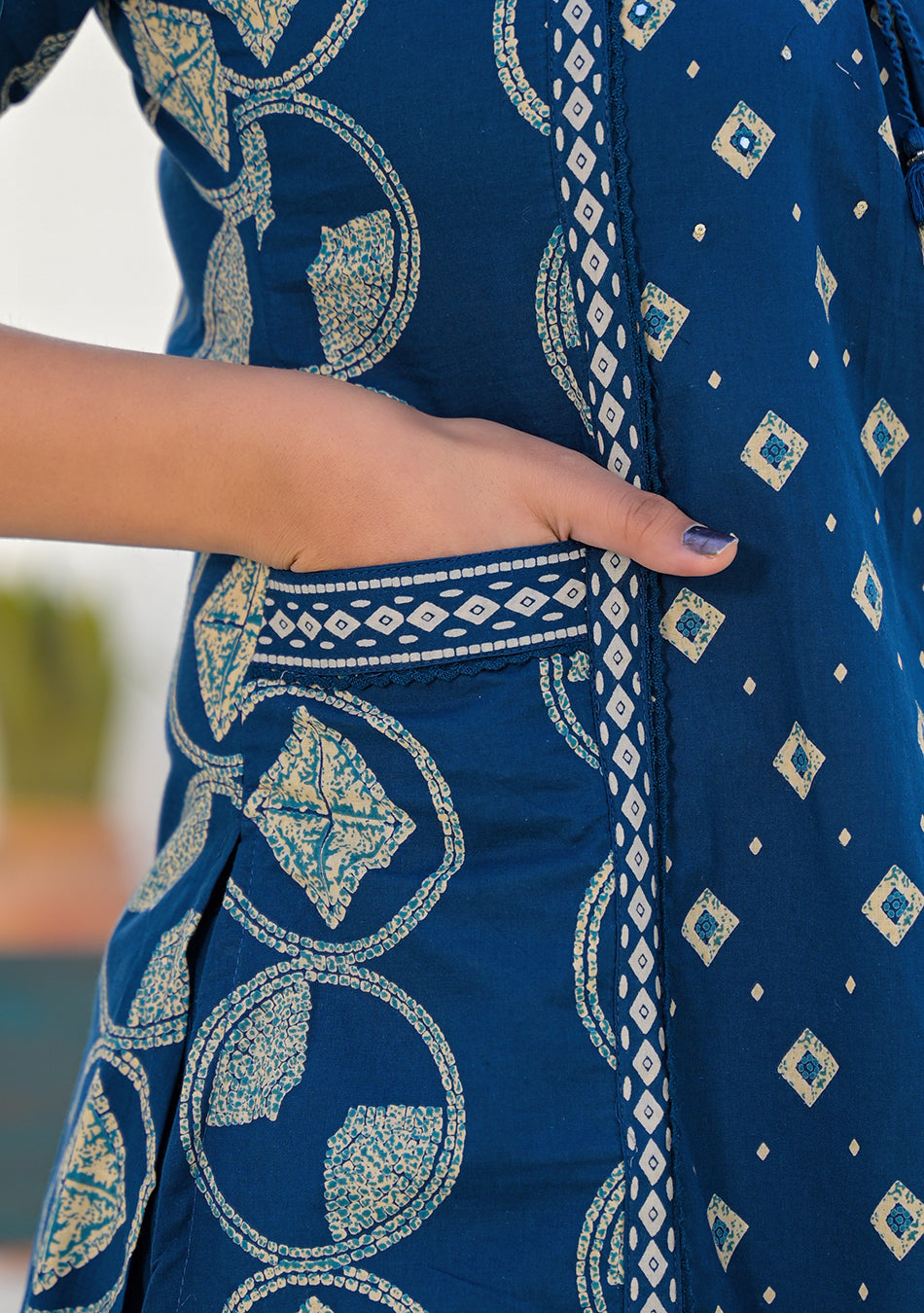 Aravalii Regal Indigo Motif Suit Set