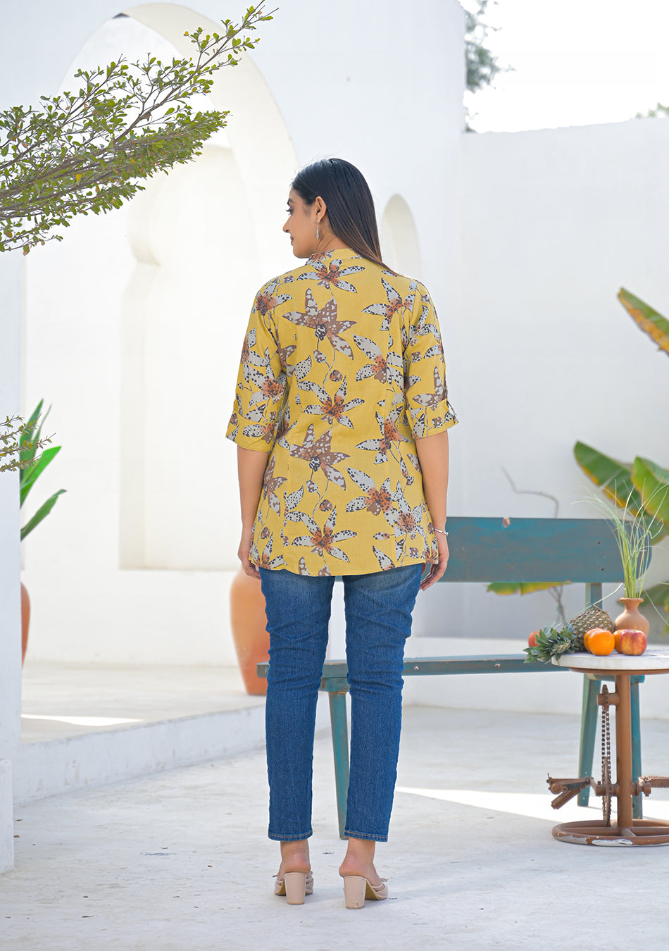 Aravalii Mustard Botanical Print Top
