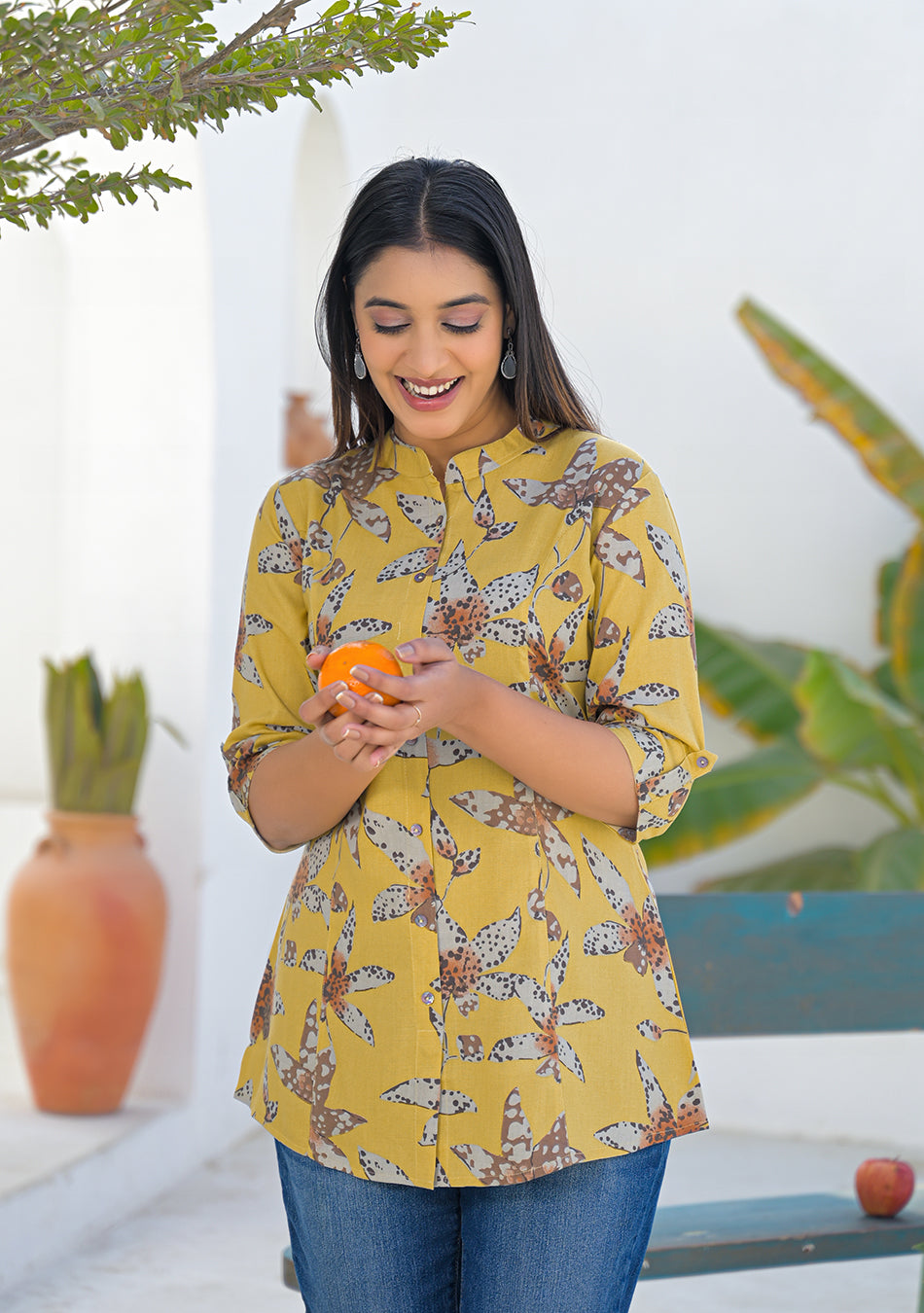 Aravalii Mustard Botanical Print Top