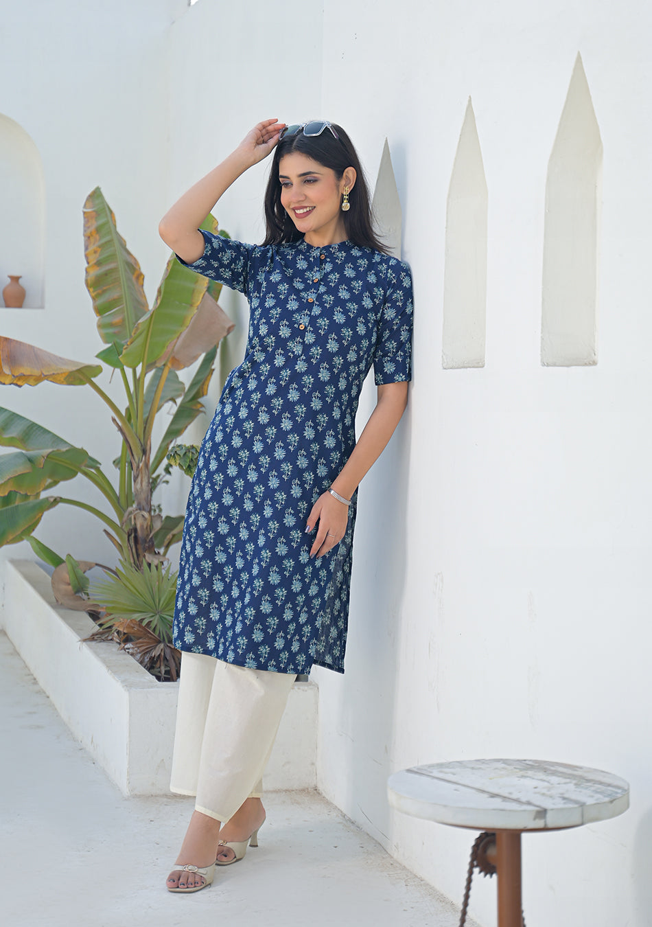 Aravalii Indigo mini floral Print Kurta